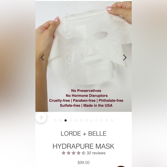 LORDE + BELLE • HYDRAPURE MASK • FREEZE-DRIED TECHNOLOGY MASK • 8 SHEET SET - Picture 6 of 6